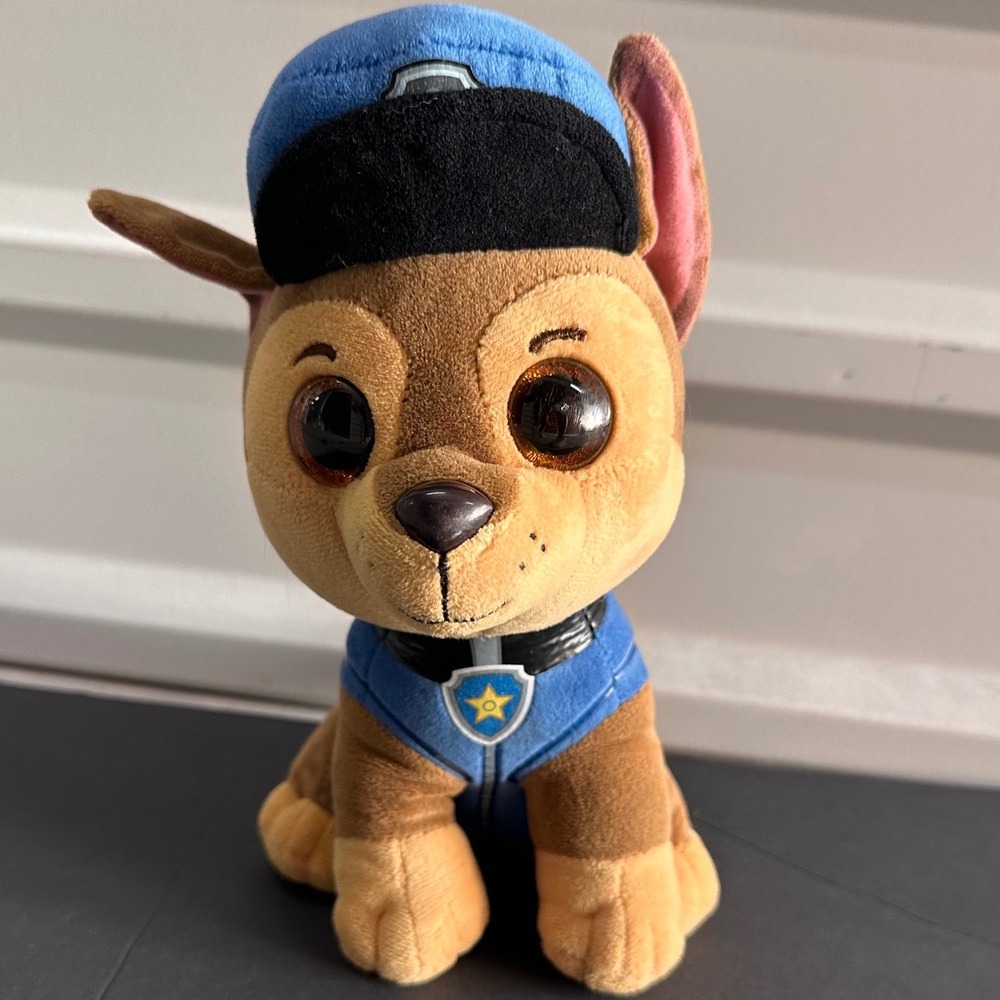 Ty Beanie Babies Paw Patrol Chase Plush Toy Big Eyes Blue Police Hat 7in